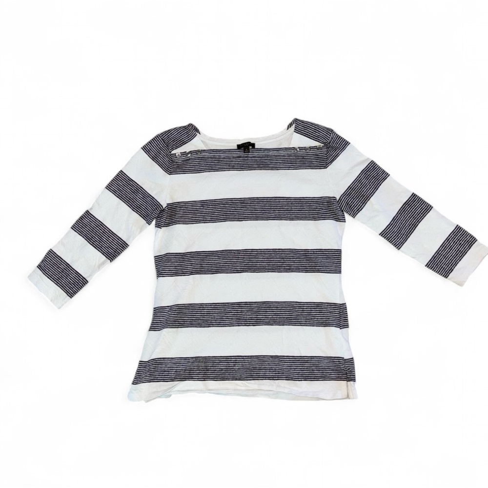 TALBOTS Button Shoulder Striped Crewneck Tee!
